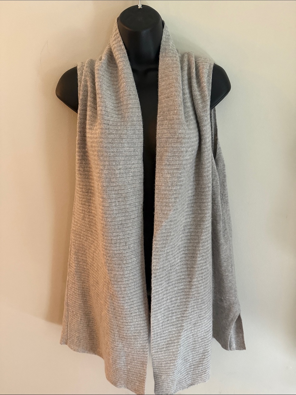 Charter Club Cashmere Light Gray Open Draped Women's Sweater Vest Medium